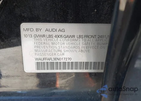 2014 Audi A4 2.0T Premium z USA, uszkodzony, nr VIN WAUFFAFL3EN017270